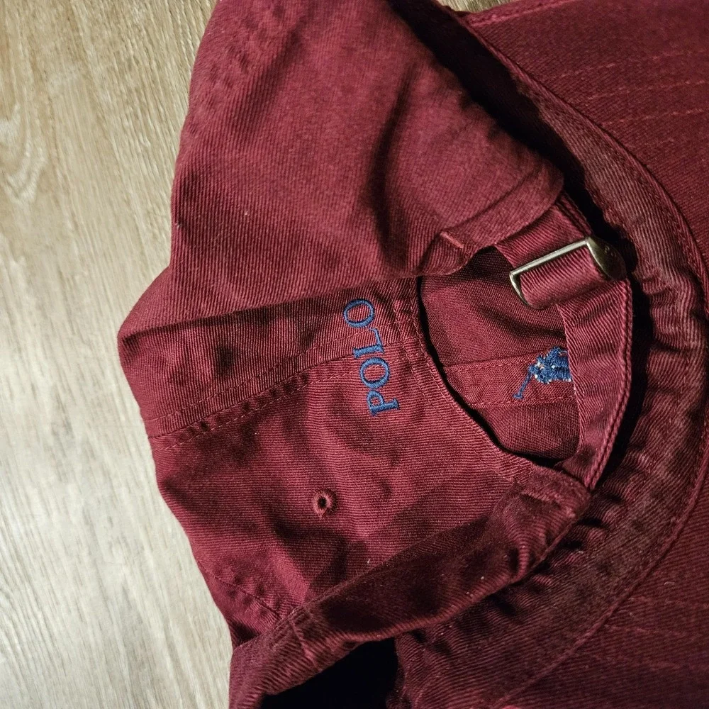Polo Ralph Lauren Mens Hat Burgundy Blue Pony Logo Adjustable Strapback Cap